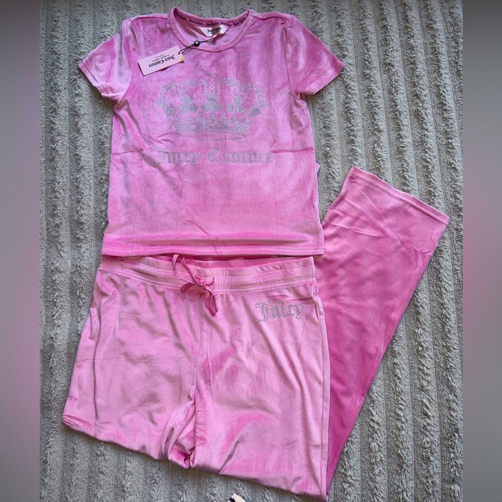Juicy Couture Pink Bling Juicy Crown Velour Pajama Set